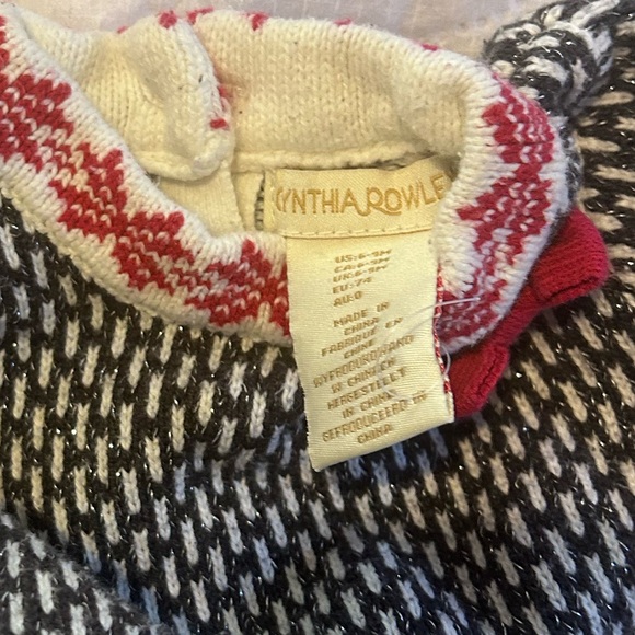 Cynthia Rowley Baby Girl Holiday Sweater Dress, Size 6-9 months,Red/Black/Cream - Picture 10 of 10